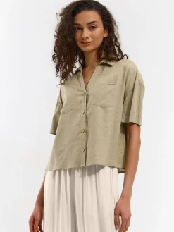 GATE Damska koszula z mieszanki lnu|Damskie Koszulki I Topy·Koszule Damskie