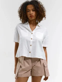 GATE Damska koszula z mieszanki lnu|Damskie Koszulki I Topy·Koszule Damskie