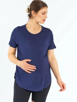 GATE Damska koszulka basic z wiskozy o luźnym kroju|Dzieci Maternity