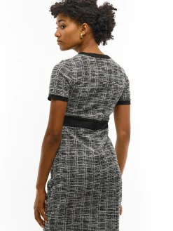 GATE Damska sukienka boucle zapinana na ozdobne guziki| Kategorie·Sukienki