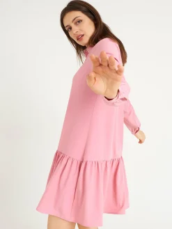 GATE Damska sukienka koszulowa z falbanką i długim rękawem| Kategorie·Sukienki