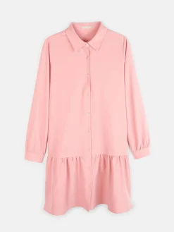 GATE Damska sukienka koszulowa z falbanką i długim rękawem| Kategorie·Sukienki