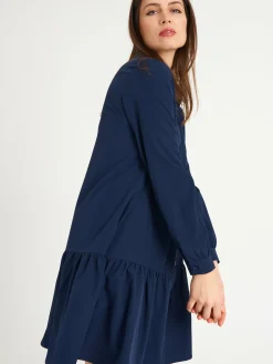 GATE Damska sukienka koszulowa z falbanką i długim rękawem| Kategorie·Sukienki