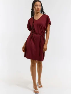 GATE Damska sukienka mini z marszczonymi rękawami| Kategorie·Sukienki