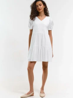 GATE Damska sukienka mini z marszczonymi rękawami| Kategorie·Sukienki