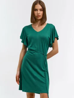 GATE Damska sukienka mini z marszczonymi rękawami| Kategorie·Sukienki