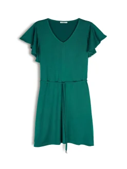 GATE Damska sukienka mini z marszczonymi rękawami| Kategorie·Sukienki