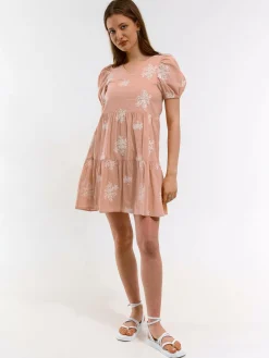 GATE Damska sukienka mini z marszczonymi rękawami| Kategorie·Sukienki