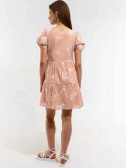 GATE Damska sukienka mini z marszczonymi rękawami| Kategorie·Sukienki