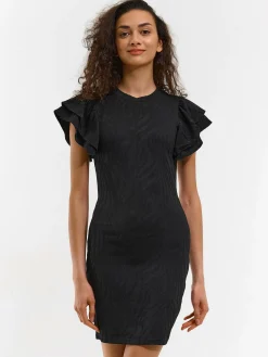 GATE Damska sukienka mini z marszczonymi rękawami| Kategorie·Sukienki