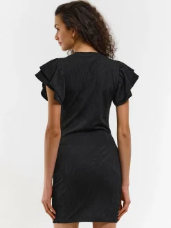 GATE Damska sukienka mini z marszczonymi rękawami| Kategorie·Sukienki