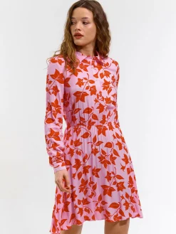 GATE Damska sukienka w kwiaty z długim rękawem| Kategorie·Sukienki