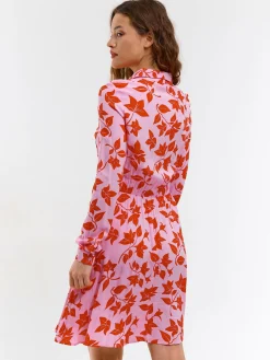 GATE Damska sukienka w kwiaty z długim rękawem| Kategorie·Sukienki