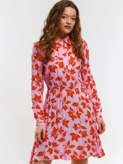 GATE Damska sukienka w kwiaty z długim rękawem| Kategorie·Sukienki