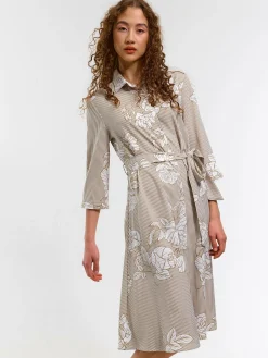 GATE Damska sukienka w kwiaty z rękawem 3/4| Kategorie·Sukienki