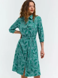 GATE Damska sukienka w kwiaty z rękawem 3/4| Kategorie·Sukienki