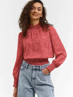 GATE Damska wzorzysta bluzka z długim rękawem| Koszulki I Topy·Topy|Koszulki I Topy·Bluzki