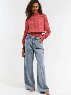 GATE Damska wzorzysta bluzka z długim rękawem| Koszulki I Topy·Topy|Koszulki I Topy·Bluzki