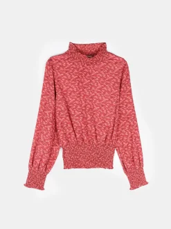 GATE Damska wzorzysta bluzka z długim rękawem| Koszulki I Topy·Topy|Koszulki I Topy·Bluzki