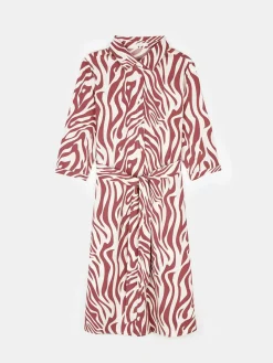 GATE Damska wzorzysta sukienka midi z paskiem| Kategorie·Sukienki