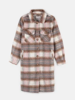 GATE Damski długi płaszcz w kratę zapinany na guziki| Kurtki I Płaszcze·Płaszcze