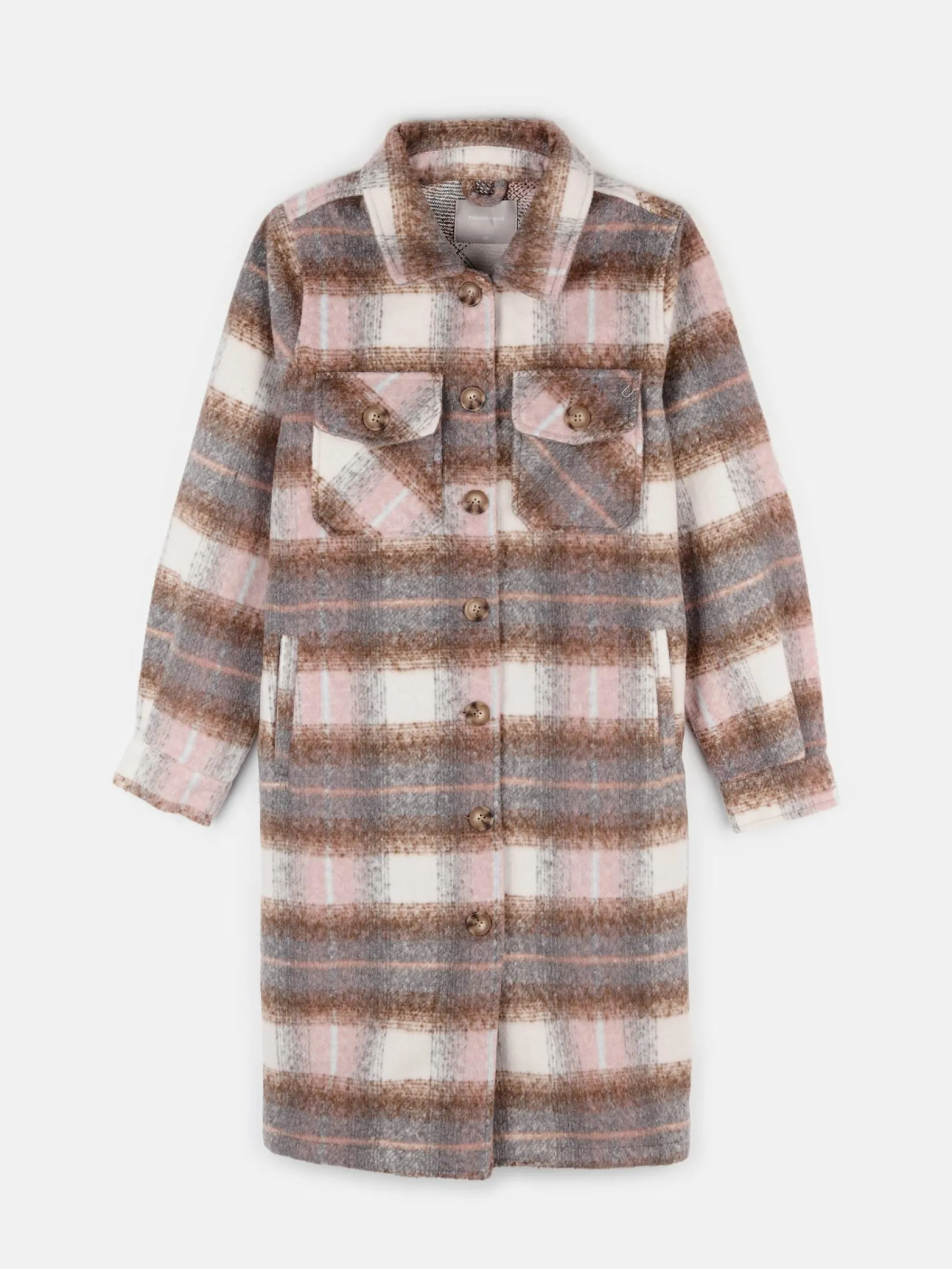 GATE Damski długi płaszcz w kratę zapinany na guziki| Kurtki I Płaszcze·Płaszcze