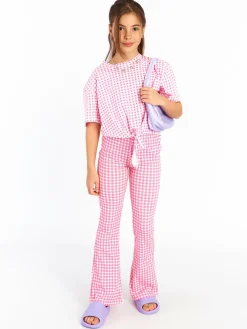 GATE Damskie spodnie dzwony w kratkę|Dzieci Dziewczynki·Ostatnie Sztuki Ubrania Dla Dziewczynek|Dziewczynki·Spodnie I Legginsy