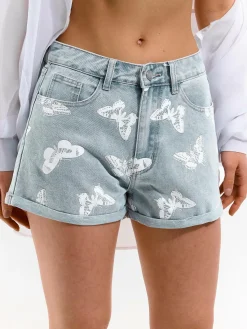 GATE Denimowe szorty z nadrukiem| Spodnie·Spodenki ☀️