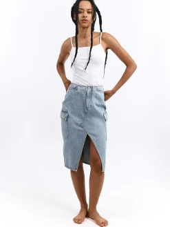 GATE Dżinsowa spódnica midi| Kategorie·Spódnice ☀️