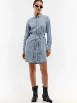 GATE Dżinsowa sukienka damska z długimi rękawami| Kategorie·Sukienki