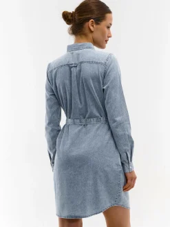 GATE Dżinsowa sukienka damska z długimi rękawami| Kategorie·Sukienki