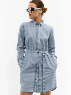 GATE Dżinsowa sukienka damska z długimi rękawami| Kategorie·Sukienki
