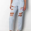 GATE Dżinsy typu boyfriend z dziurami dla kobiet| Spodnie·Jeansy