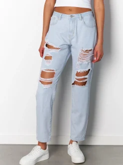 GATE Dżinsy typu boyfriend z dziurami dla kobiet| Spodnie·Jeansy