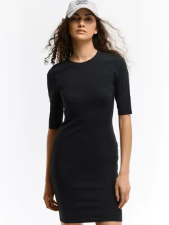 GATE Dopasowana sukienka bawełniana z rękawami 3/4| Kategorie·Sukienki