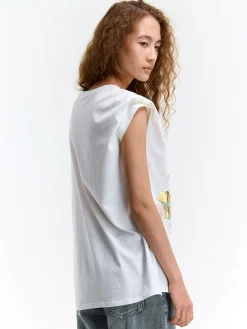 GATE Długa bawełniana koszulka z nadrukiem| Koszulki I Topy·Koszulki|Koszulki I Topy·Koszulki Z Nadrukiem