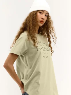 GATE Długa bawełniana koszulka z nadrukiem| Koszulki I Topy·Koszulki|Koszulki I Topy·Koszulki Z Nadrukiem