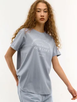 GATE Długa bawełniana koszulka z nadrukiem| Koszulki I Topy·Koszulki|Koszulki I Topy·Koszulki Z Nadrukiem