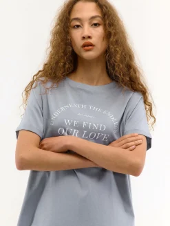 GATE Długa bawełniana koszulka z nadrukiem| Koszulki I Topy·Koszulki|Koszulki I Topy·Koszulki Z Nadrukiem