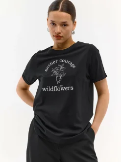 GATE Długa bawełniana koszulka z nadrukiem| Koszulki I Topy·Koszulki|Koszulki I Topy·Koszulki Z Nadrukiem