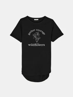 GATE Długa bawełniana koszulka z nadrukiem| Koszulki I Topy·Koszulki|Koszulki I Topy·Koszulki Z Nadrukiem