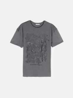 GATE Długa bawełniana koszulka z nadrukiem| Koszulki I Topy·Koszulki|Koszulki I Topy·Koszulki Z Nadrukiem