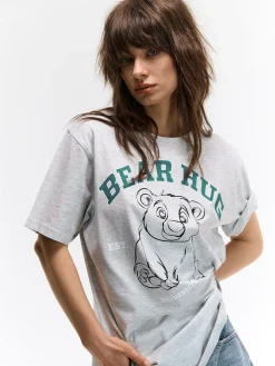 GATE Długa bawełniana koszulka z nadrukiem| Koszulki I Topy·Koszulki|Koszulki I Topy·Koszulki Z Nadrukiem