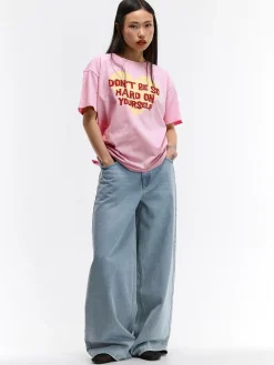 GATE Długa bawełniana koszulka z nadrukiem| Koszulki I Topy·Koszulki|Koszulki I Topy·Koszulki Z Nadrukiem