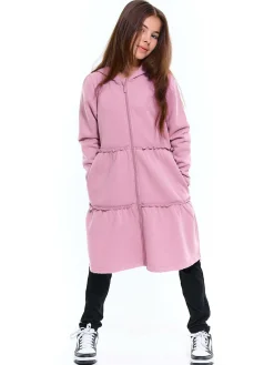 GATE Długa bluza z kapturem i marszczeniami|Dzieci Dziewczynki·Bluzki