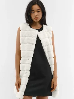 GATE Długa kamizelka z imitacji futra| Kurtki I Płaszcze·Kamizelki|Kurtki I Płaszcze·Pikowana Kurtka