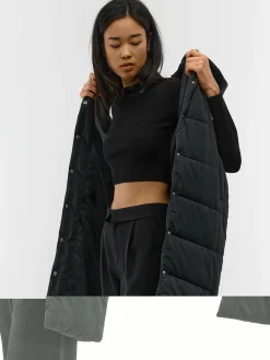 GATE Długa kamizelka z kapturem| Kurtki I Płaszcze·Kamizelki|Kurtki I Płaszcze·Pikowana Kurtka