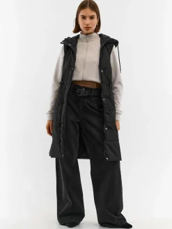 GATE Długa kamizelka z kapturem| Kurtki I Płaszcze·Kamizelki|Kurtki I Płaszcze·Pikowana Kurtka