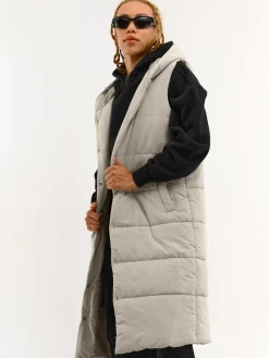 GATE Długa kamizelka z kapturem| Kurtki I Płaszcze·Kamizelki|Kurtki I Płaszcze·Pikowana Kurtka