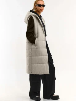 GATE Długa kamizelka z kapturem| Kurtki I Płaszcze·Kamizelki|Kurtki I Płaszcze·Pikowana Kurtka